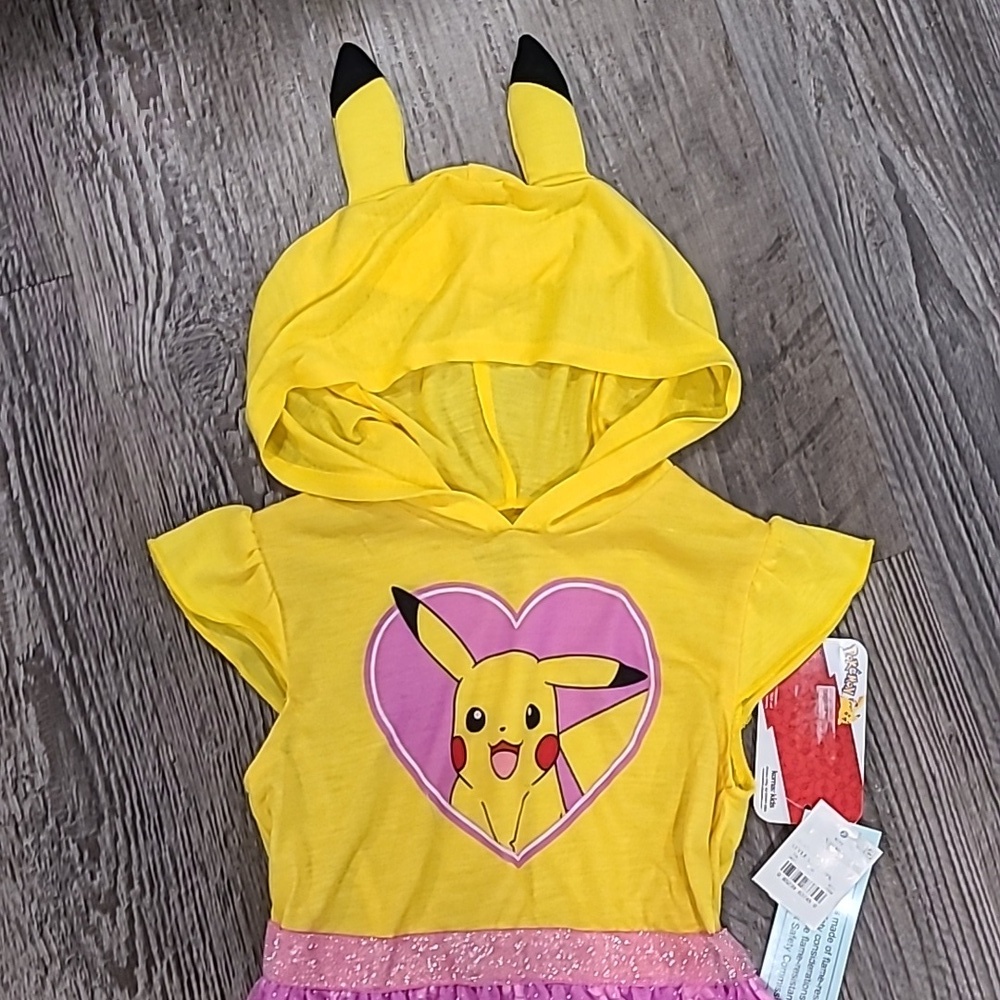 Yellow and Pink Pikachu Hooded Nighgown - Picture 4 of 7